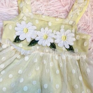 12M Little Lass Yellow Flower Polka Dot Dress | Girls